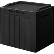 DLQZ 30 Gallon Small Deck Box Outdoor Waterproof Resin Storage Box Lockable Storage Container Outside Package Delivery Box (Black)